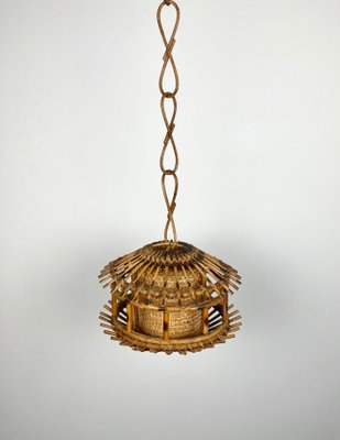 Rattan & Wicker Lantern, Italy, 1960s-LYQ-1171465