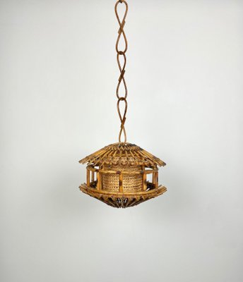 Rattan & Wicker Lantern, Italy, 1960s-LYQ-1171465