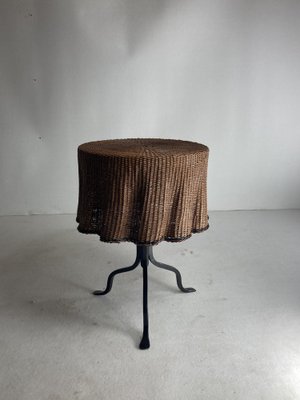 Rattan & Wicker Wavy Side Table, 1960s-BHG-1793852