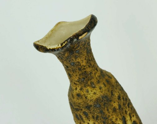 Raw Fat Lava Glaze Vase in Brown & Beige by Marius Van Woerden for Vest Keramik, Netherlands-FH-1257491