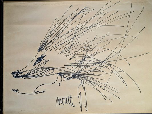 Raymond Moretti, Hedgehog, 1959, Ink, Felt on Paper, Framed-NRC-1786899