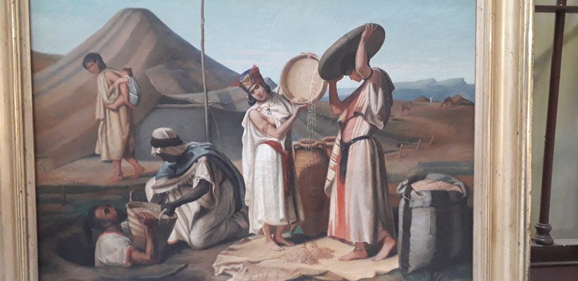 Reaping Wheat, 1800s, Oil on Canvas, Framed-AKA-1792270