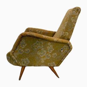 Reclining Armchair with Flower Fabric, 1950s-IJR-1142545