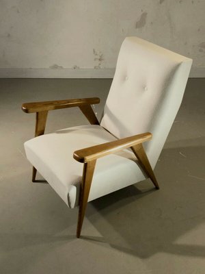 Reconstruction Style Armchair in Wood and Fabric, France, 1950-NLF-967144