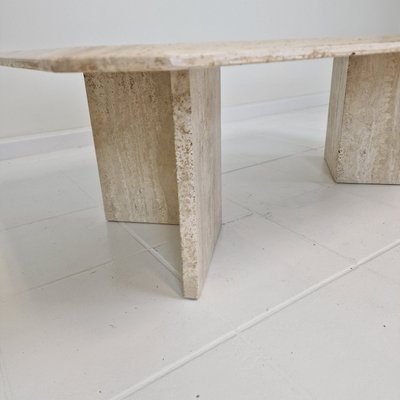 Rectangle Travertine Coffee Table, Italy, 1980s-RQL-2017577