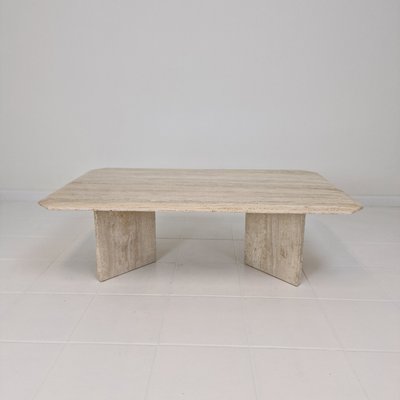 Rectangle Travertine Coffee Table, Italy, 1980s-RQL-2017577