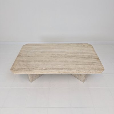 Rectangle Travertine Coffee Table, Italy, 1980s-RQL-2017577