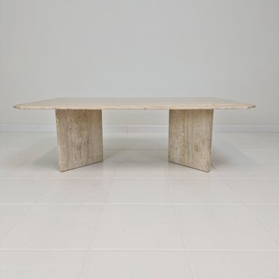 Rectangle Travertine Coffee Table, Italy, 1980s-RQL-2017577