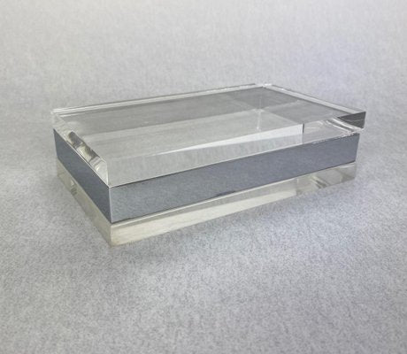 Rectangular Acryllic Glass and Chrome Box, Italy, 1970s-LYQ-1171593