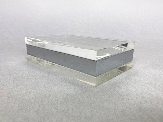 Rectangular Acryllic Glass and Chrome Box, Italy, 1970s-LYQ-1171593