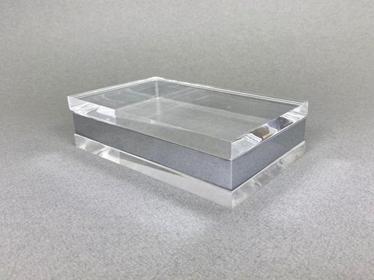 Rectangular Acryllic Glass and Chrome Box, Italy, 1970s-LYQ-1171593