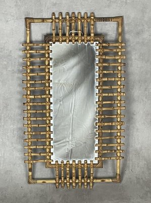 Rectangular Bamboo and Rattan Mirror, Italy, 1950s-SDV-1047891