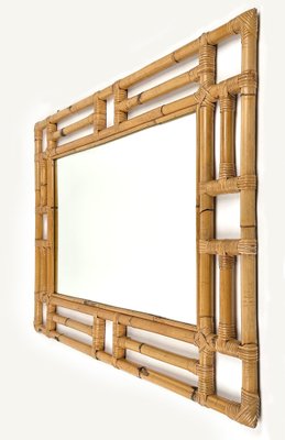 Rectangular Bamboo and Rattan Wall Mirror in the Style of Vivai del Sud, Italy, 1970s-LYQ-1409716