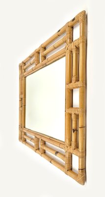 Rectangular Bamboo and Rattan Wall Mirror in the Style of Vivai del Sud, Italy, 1970s-LYQ-1409716