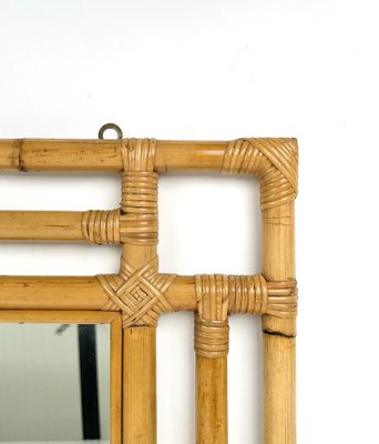 Rectangular Bamboo and Rattan Wall Mirror in the Style of Vivai del Sud, Italy, 1970s-LYQ-1409716