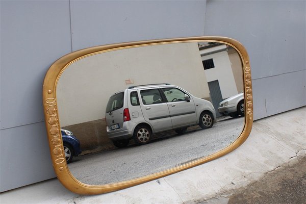 Rectangular Carved Wood and 24kt Gold Mirror by Osvaldo Borsani for Atelier Borsani Varedo, 1950s-EH-784525