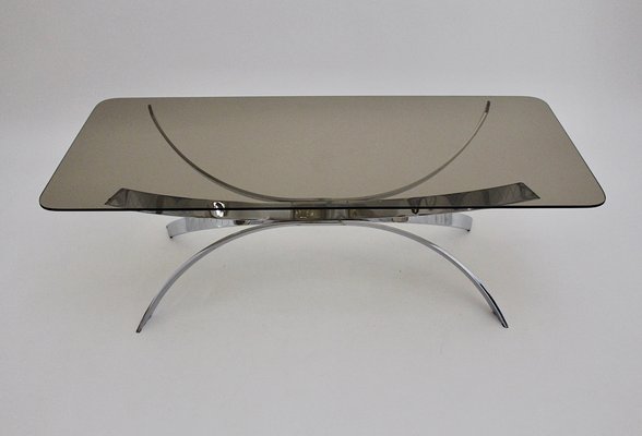 Rectangular Coffee Table with Smoked Glass Top, 1970s-NB-1789233