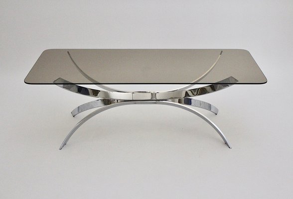 Rectangular Coffee Table with Smoked Glass Top, 1970s-NB-1789233