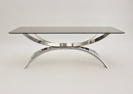 Rectangular Coffee Table with Smoked Glass Top, 1970s-NB-1789233