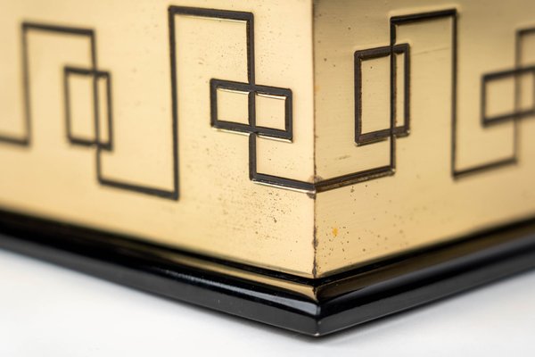 Rectangular Decorative Box in Solid Brass and Lacquered Wood, Italy, 1970s-LYQ-1312821