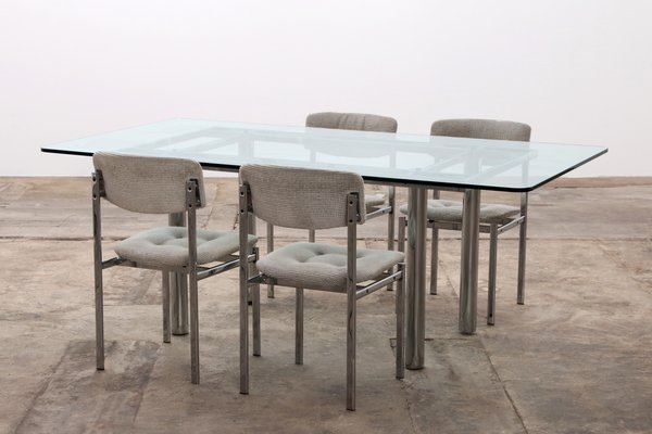 Rectangular Dining Table Andrè with Chairs, 1960s, Set of 5-EZZ-1822584