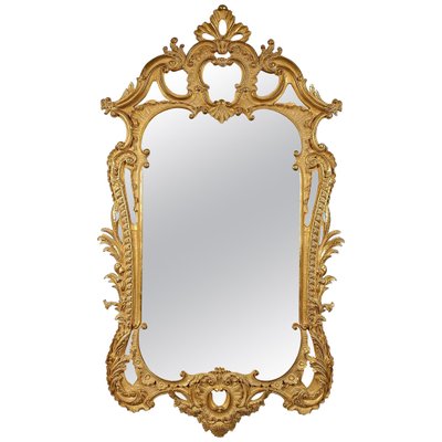 Rectangular Gold Foil Hand-Carved Wooden Mirror, 1970s-UZ-862879