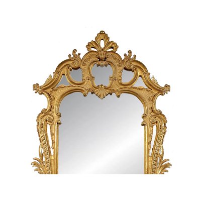 Rectangular Gold Foil Hand-Carved Wooden Mirror, 1970s-UZ-862879