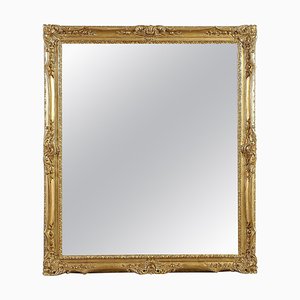 Rectangular Gold Foil Hand-Carved Wooden Mirror, 1970s-UZ-862844