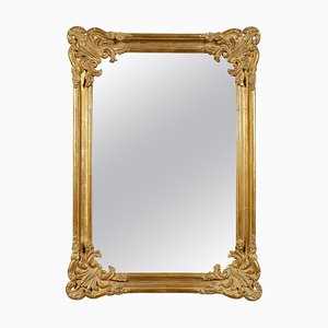 Rectangular Gold Hand-Carved Wooden Mirror, 1970-UZ-862869