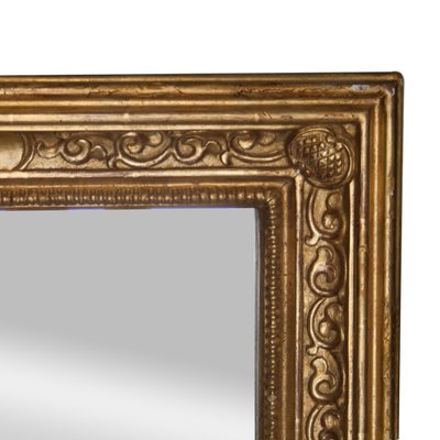 Rectangular Gold Hand Carved Wooden Mirror, Spain, 1970s-UZ-1003987