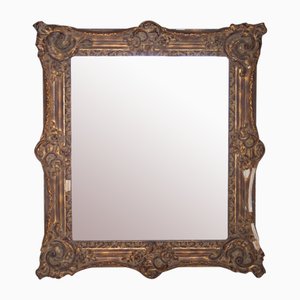 Rectangular Gold Hand Carved Wooden Mirror, Spain, 1970s-UZ-1003989