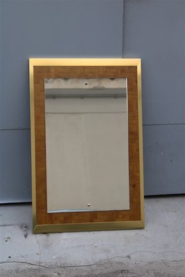 Rectangular Mirror in Straw & Brass from Zevi Arredamenti, Italy, 1970s-EH-956018