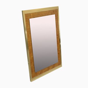 Rectangular Mirror in Straw & Brass from Zevi Arredamenti, Italy, 1970s-EH-956018