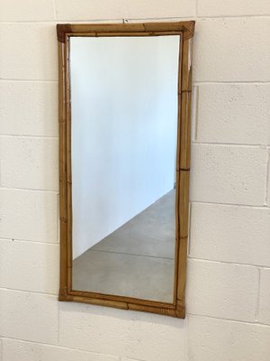 Rectangular Mirror in Wicker and Bamboo, 1970s-NPC-1768995