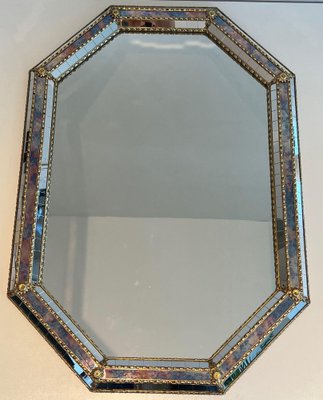 Rectangular Mirror with Multi-Faceted Mirrors and Brass Garlands-BA-1738182