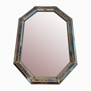 Rectangular Mirror with Multi-Faceted Mirrors and Brass Garlands-BA-1738182