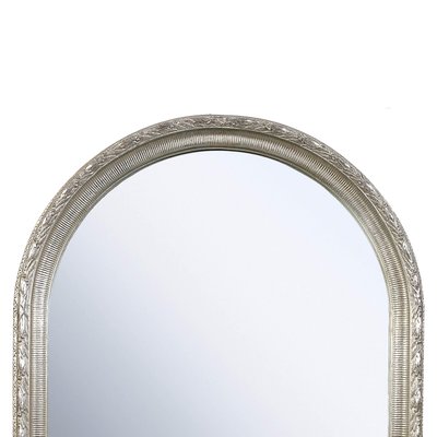 Rectangular Silver Hand-Carved Wooden Mirror, 1970s-UZ-862846