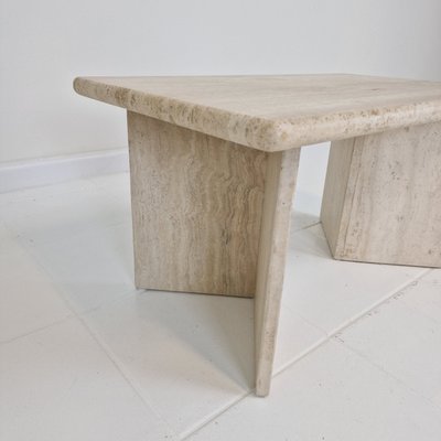 Rectangular Travertine Coffee Table, Italy, 1980s-RQL-2021943