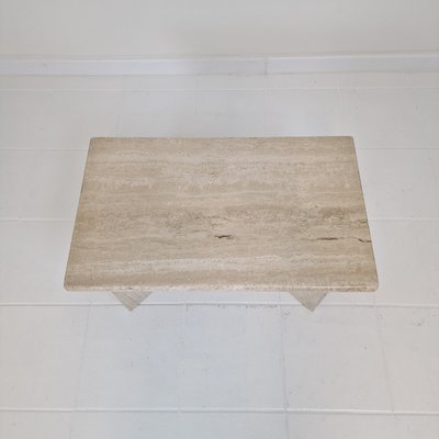 Rectangular Travertine Coffee Table, Italy, 1980s-RQL-2021943