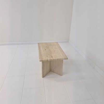 Rectangular Travertine Coffee Table, Italy, 1980s-RQL-2021943