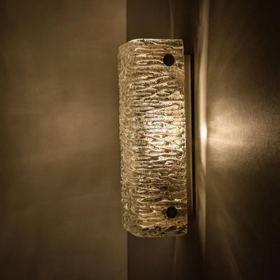 Rectangular Wave Glass and Brass Wall Lights by J.T. Kalmar, Austria, 1960s-VDW-1342572