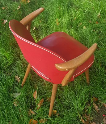 Red 50s Rockabilly Chair with Armrests, 1950s-QDP-1417693