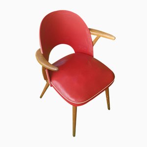 Red 50s Rockabilly Chair with Armrests, 1950s-QDP-1417693