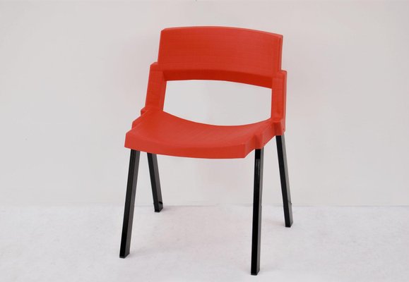 Red and Black City Dining Chairs attributed to Lucci & Orlandini for Lamm, 1980s, Set of 6-CGZ-1794108