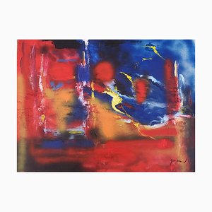 Red and Blue Composition - Acrylic on Plywood by M. Goeyens - 2000s 2000s-ZCI-756399