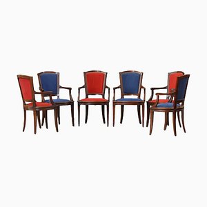 Red and Blue Dining Chairs, Set of 6-PTH-1338076