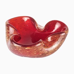 Red and Gold Bowl in Sommerso Murano Glass by Seguso, 1960s-LBS-1338393