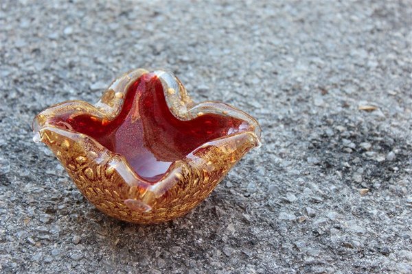 Red and Gold Murano Glass Bowl from Seguso, 1960s-EH-627504