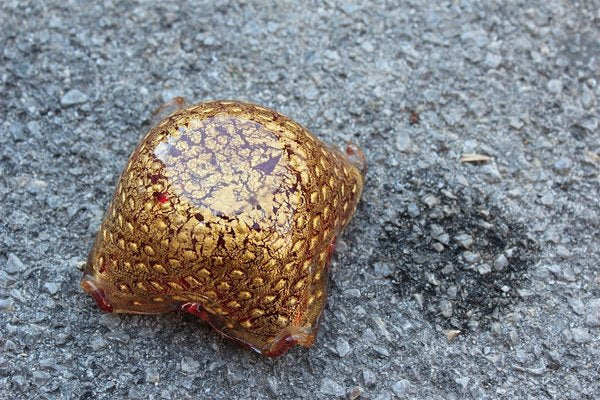 Red and Gold Murano Glass Bowl from Seguso, 1960s-EH-627504