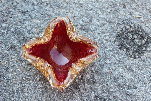 Red and Gold Murano Glass Bowl from Seguso, 1960s-EH-627504